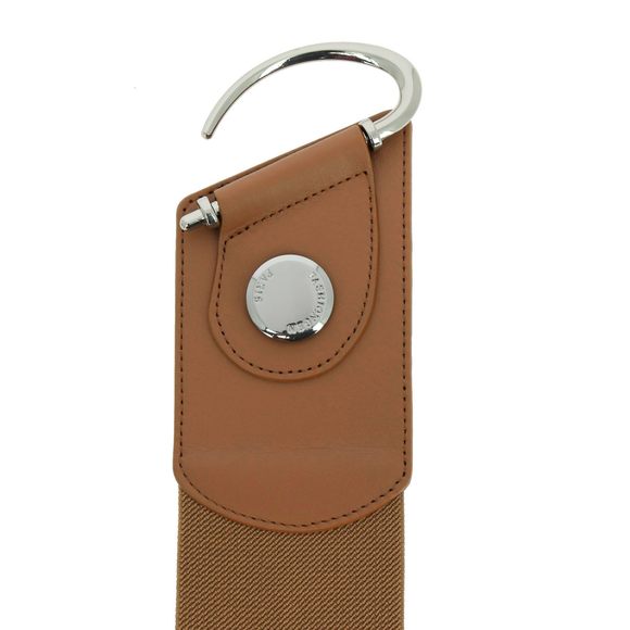 - Cowhide Leather Elastic Belt For Women, Darlene - Camel, Medium/waist Size💜